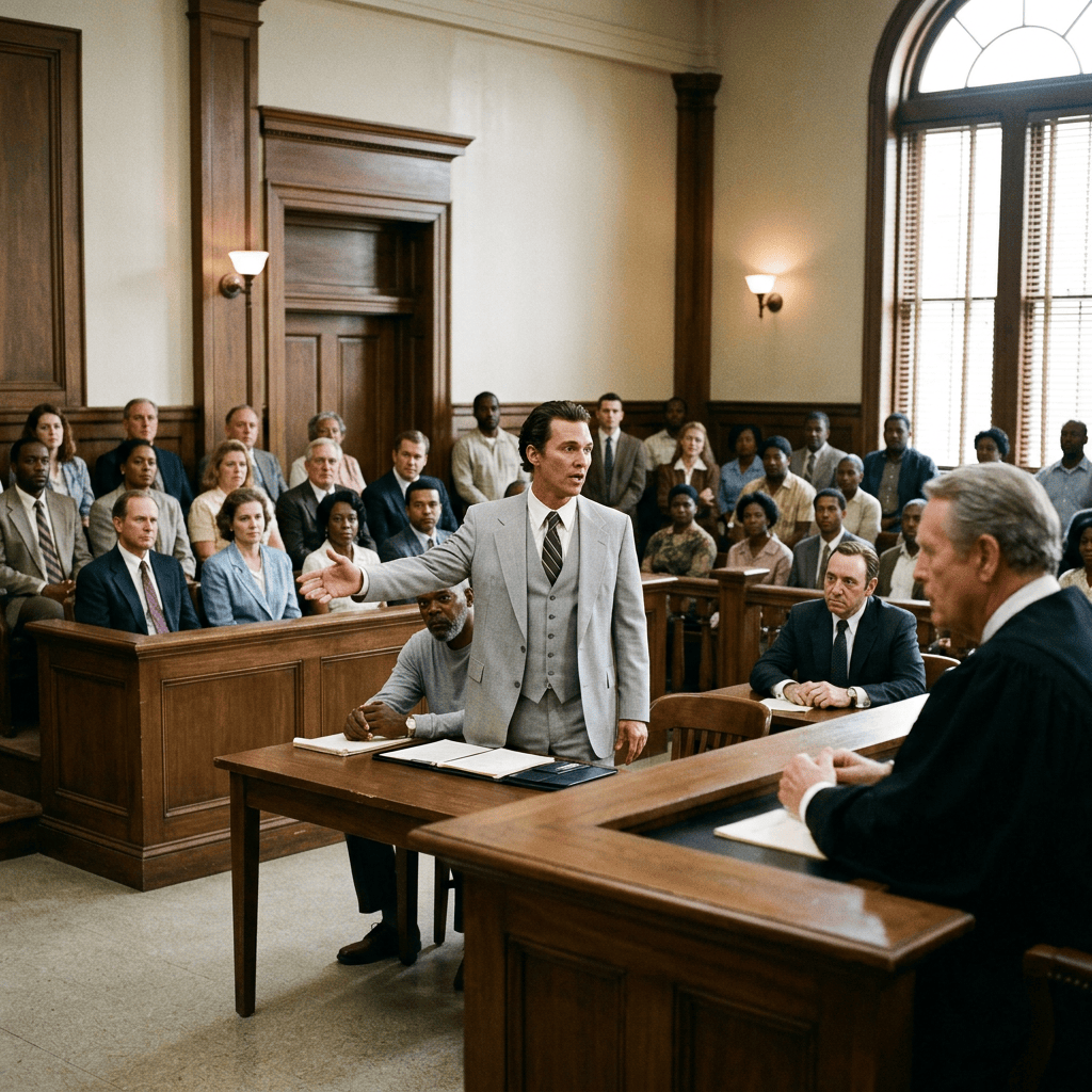Dramatic Southern courtroom scene